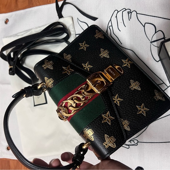 Gucci Bags, Gucci Sylvie Bee Star Bag, black - Picture 9 of 10